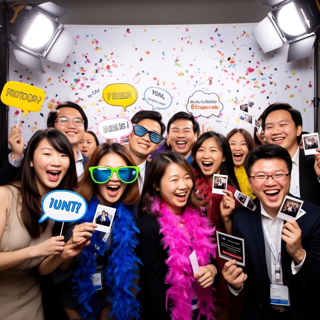 People having fun at photobooth